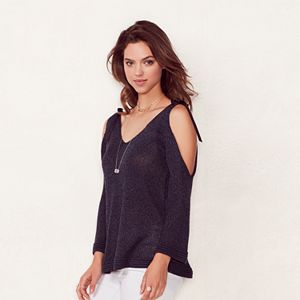 Women's LC Lauren Conrad Cold Shoulder V-Neck Sweater