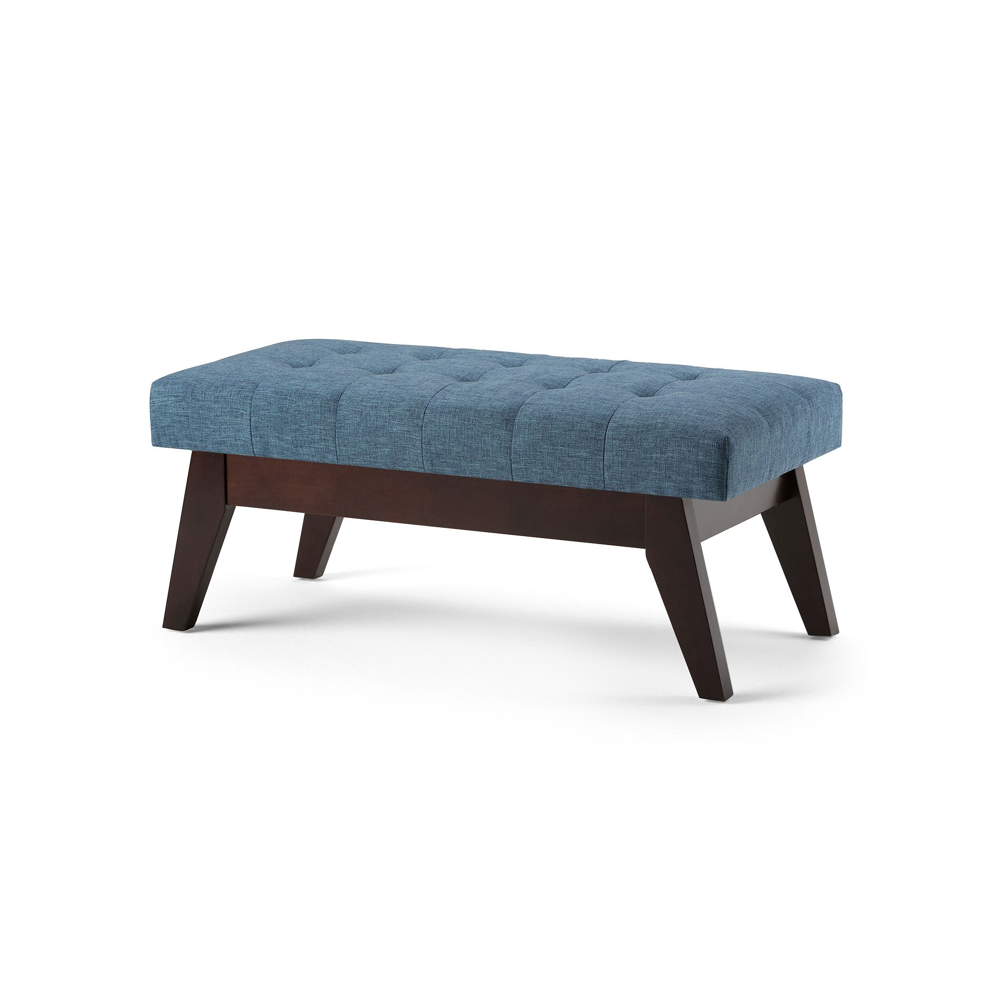 Simpli Home Draper Tufted Bench, Blue Blue