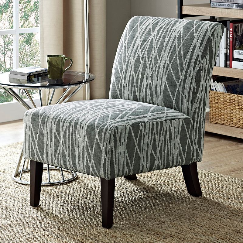 Simpli Home Woodford Accent Chair, Beig/Green