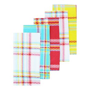 Celebrate Summer Together Brights Plaid Kitchen Towel 5-pk.