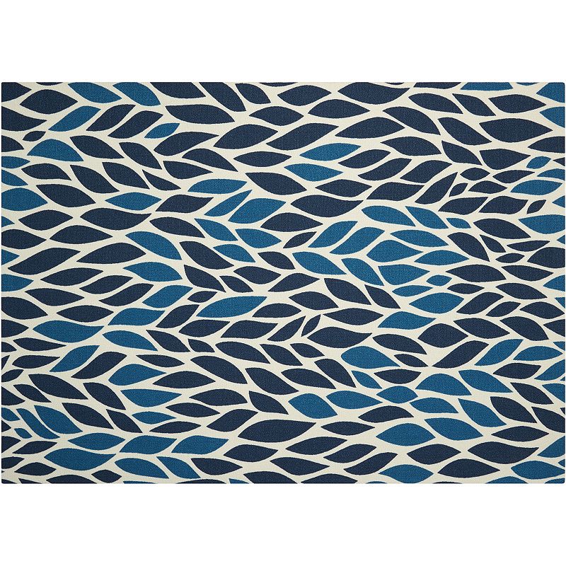 Nourison Home & Garden Leaves Geometric Indoor Outdoor Rug, Blue, 8X11 Ft