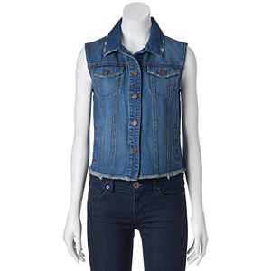 Juniors' Mudd® Fray Hem Denim Vest