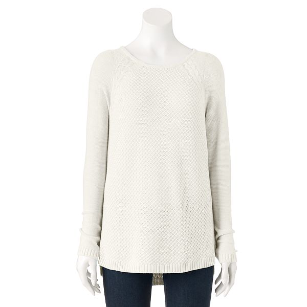 Women s Sonoma Goods For Life Waffle Weave Crewneck Sweater