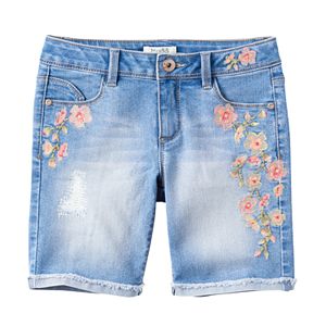 Girls 7-16 Mudd® Floral Embroidered Bermuda Jean Shorts