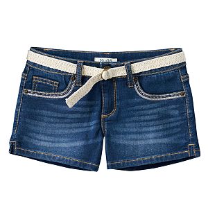 Girls 7-16 Mudd® Belted Dark Wash Jean Shortie Shorts