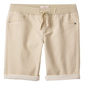 Girls 7-16 SO® Ribbed Waist Sateen Bermuda Shorts