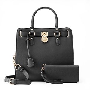 Deluxity Nikki Lock Satchel with Wallet