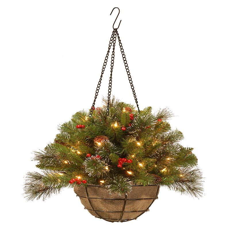 National Tree Company 20 in. Artificial Crestwood Spruce Hanging Basket, Gr