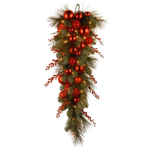 National Tree Company 36 in. Artificial Christmas Red Mixed Teardrop