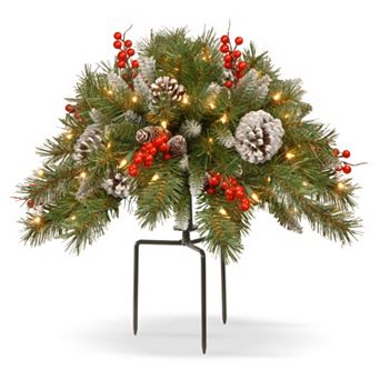 National Tree Company 18 in Pre-Lit Artificial Pine & Berry Filler Decor