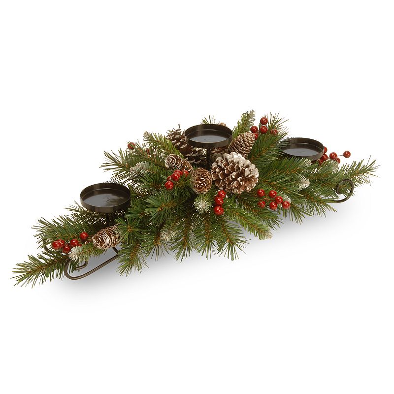 National Tree Company Artificial Berry & Pine Candle Holder, Green