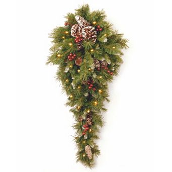 National Tree Company Pre-Lit Artificial Pine & Berry Hanging Wall Decor