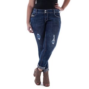 Juniors' Plus Size Amethyst Cuffed Girlfriend Jeans