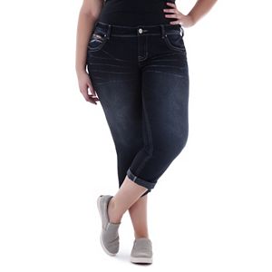 Juniors' Plus Size Amethyst Dark Wash Capri Jeans