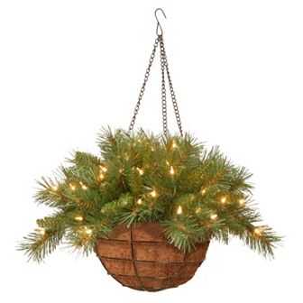National Tree Company 20 in Pre-Lit Artificial Tiffany Fir Hanging Basket
