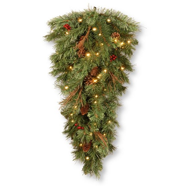 National Tree Company Pre Lit Artificial Pine Hanging Wall Decor,Mint Green And Orange Color Combination