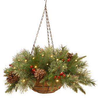 National Tree Company 20 in Pre-Lit Artificial Pine Hanging Basket