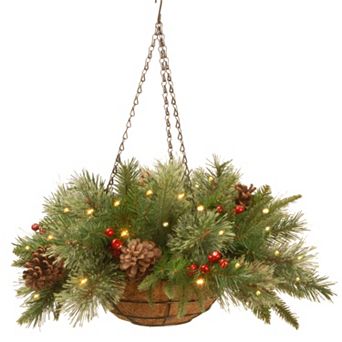 National Tree Company 20 in Pre-Lit Artificial Pine Hanging Basket