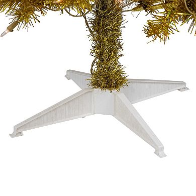 4-ft. Pre-Lit Artificial Gold Finish Tinsel Christmas Tree