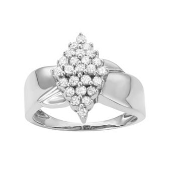 HDI Sterling Silver 1/2 Carat T.W. Diamond Marquise Promise Ring