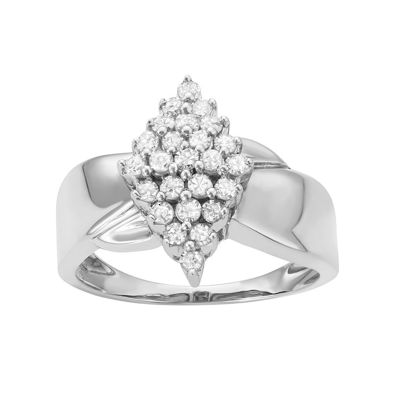 Sterling Silver 1/2 Carat T.W. Diamond Marquise Promise Ring, Womens, Size