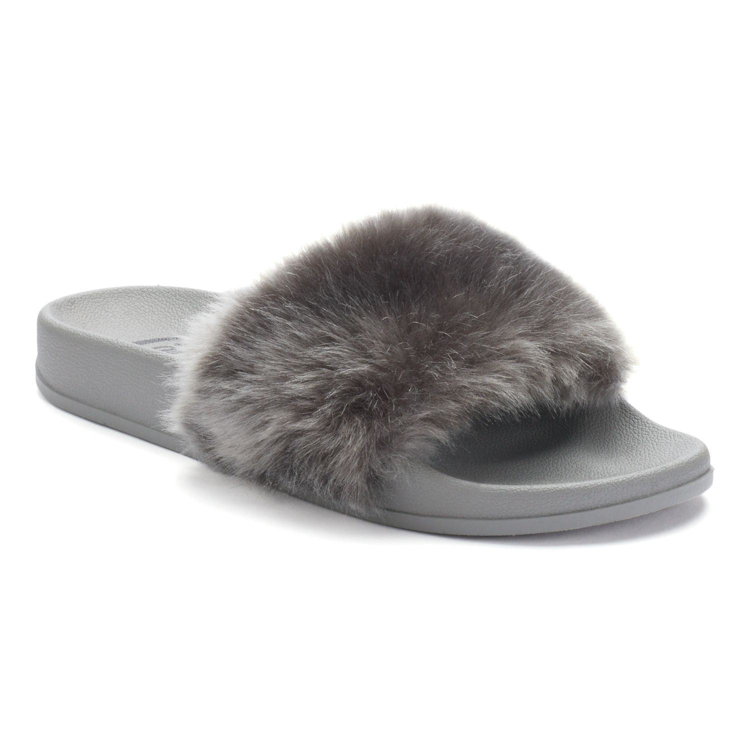 womens faux fur slides