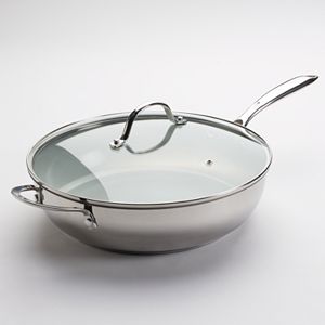 Food Network™ 12-in. Ceramic Stainless Steel Deep Covered Skillet
