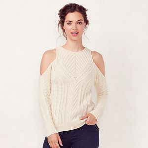 Women's LC Lauren Conrad Crewneck Cold-Shoulder Sweater