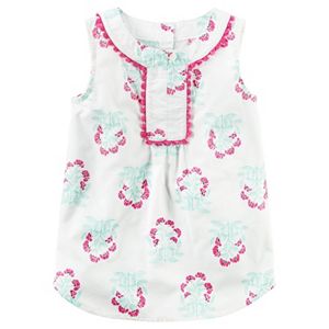 Girls 4-8 Carter's Pom-Pom Fringe Trim Floral Tunic