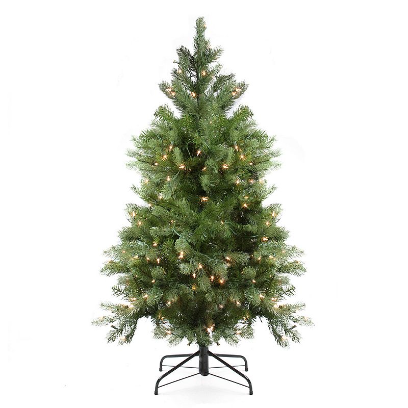 4-ft. Pre-Lit Artificial Noble Fir Christmas Tree, Green