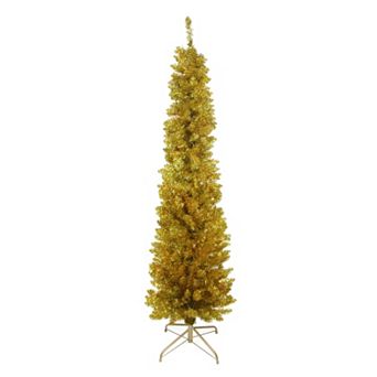 6-ft. Pre-Lit Artificial Gold Finish Tinsel Christmas Tree