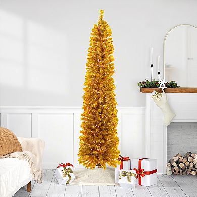 6-ft. Pre-Lit Artificial Gold Finish Tinsel Christmas Tree