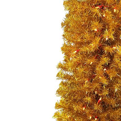 6-ft. Pre-Lit Artificial Gold Finish Tinsel Christmas Tree