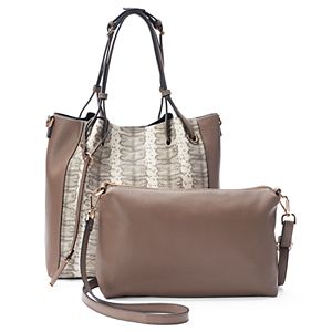 La Diva 2-in-1 Carter Snakeskin Tote with Removable Pouch
