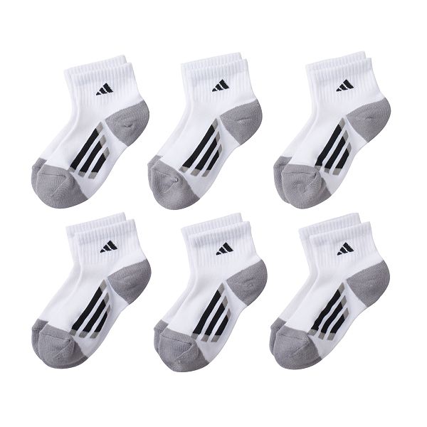 Boys adidas Youth Vertical Stripe 6-Pack Quarter Socks