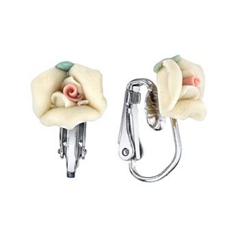1928® Porcelain Rose Clip On Earrings