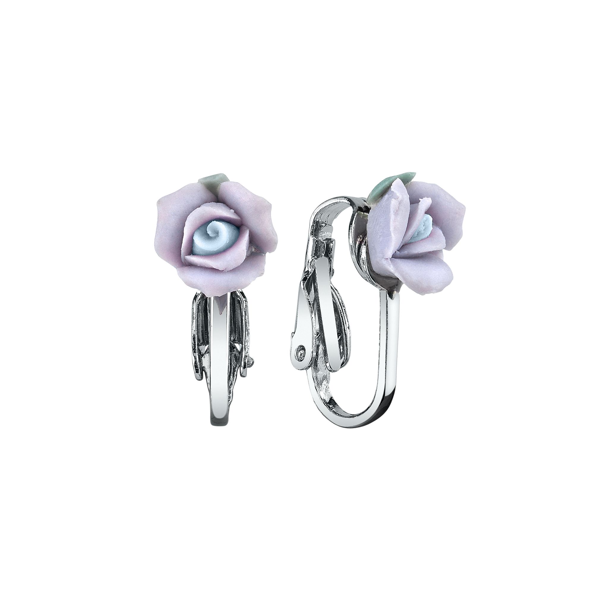 1928® Porcelain Rose Clip On Earrings, Womens, Purple