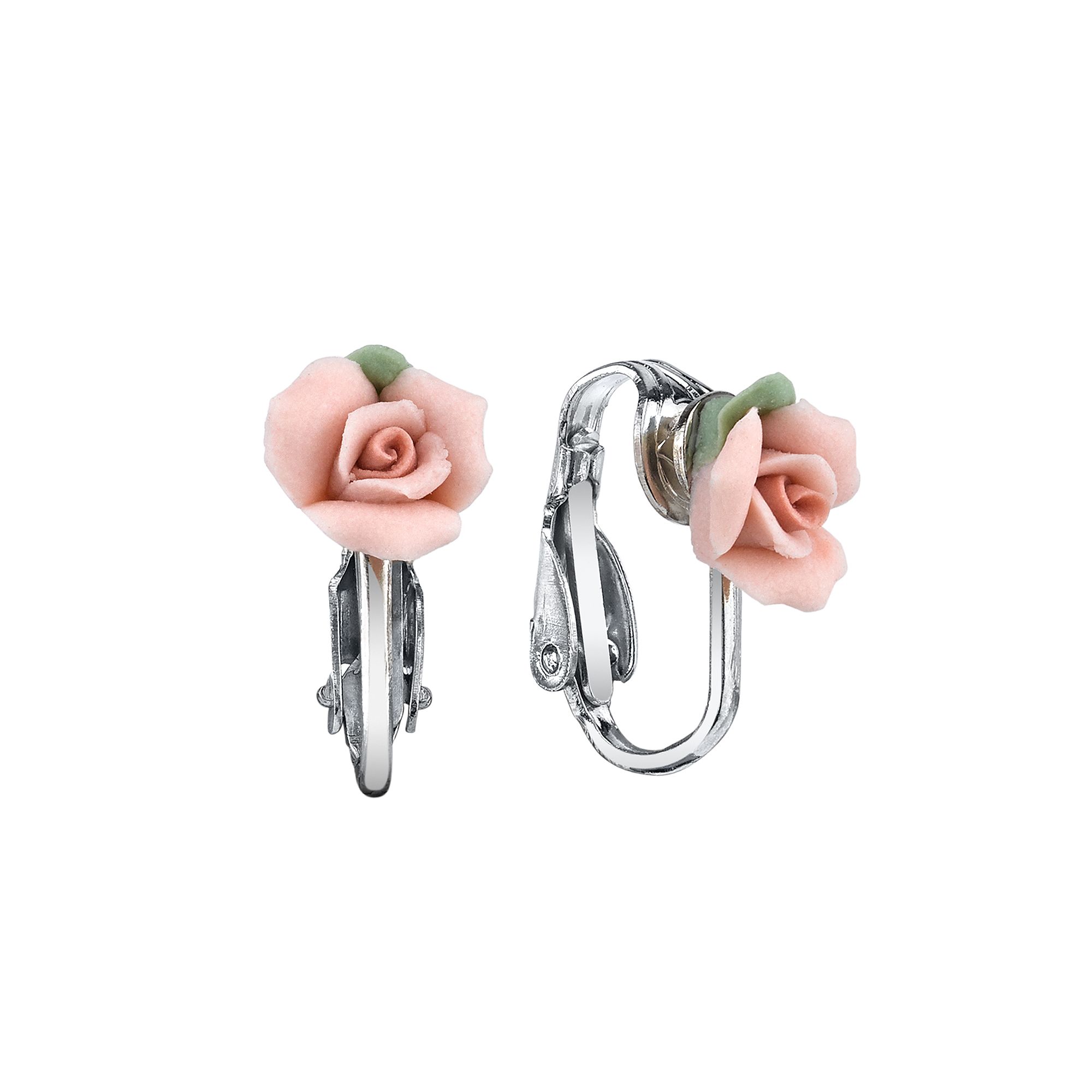 1928® Porcelain Rose Clip On Earrings, Womens, Pink