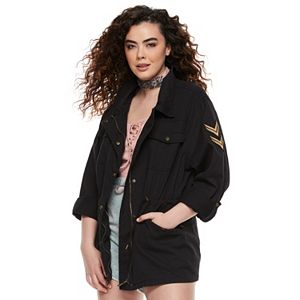 madden NYC Juniors' Plus Size Twill Military Jacket