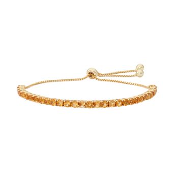 14k Gold Over Silver Citrine Lariat Bracelet