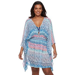 Plus Size Pink Envelope Paisley Chiffon Kimono Cover-Up