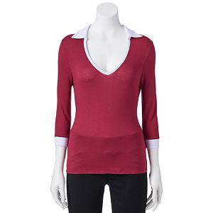 Juniors' Liberty Love Contrasting Collar Top