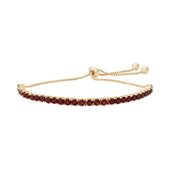 Designs by Gioelli 14k Gold Over Silver Garnet Lariat Bracelet