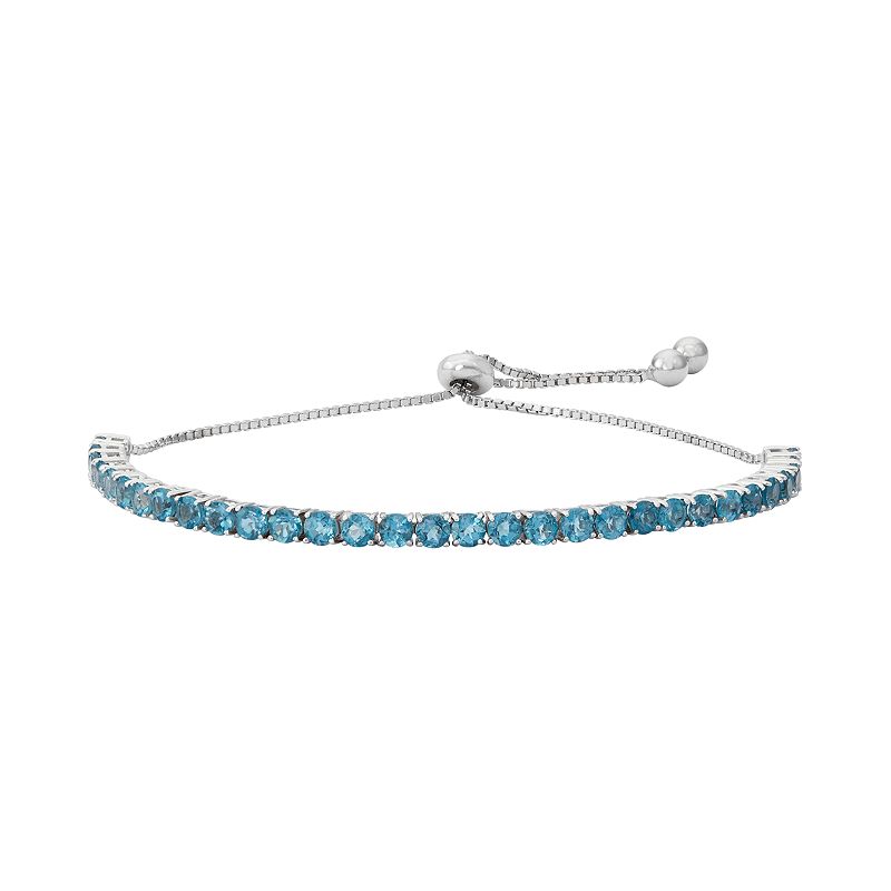 Sterling Silver Blue Topaz Lariat Bracelet, Womens, Size: 9