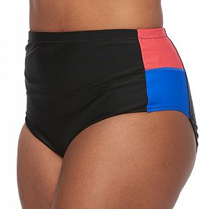 Plus Size Pink Envelope Colorblock High-Waisted Bikini Bottoms