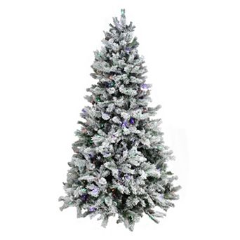 Pre-Lit 7.5-ft. Artificial Flocked Victoria Pine Christmas Tree