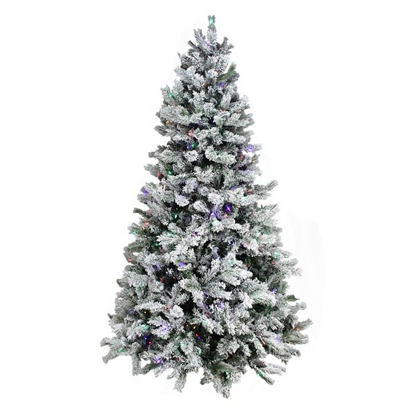 Pre-Lit 7.5-Ft. Artificial Flocked Victoria Pine Christmas Tree