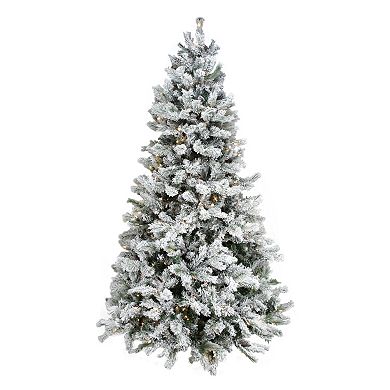 Pre-Lit 7.5-ft. Artificial Flocked Victoria Pine Christmas Tree