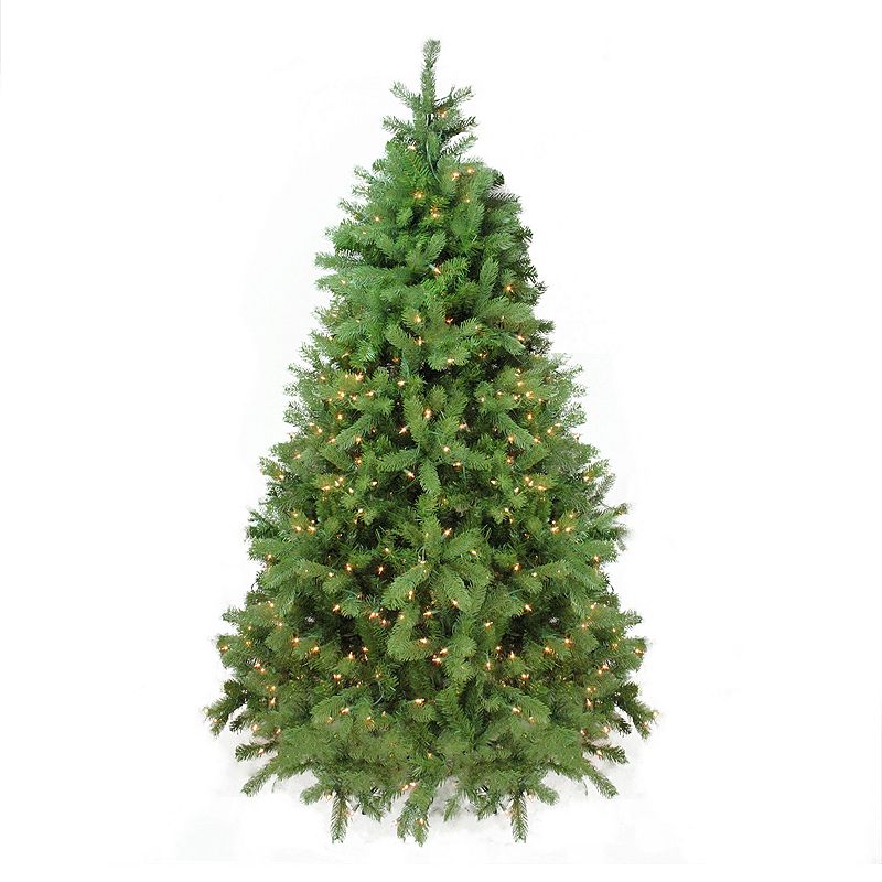 7.5-ft. Pre-Lit White Artificial Noble Fir Christmas Tree, Green
