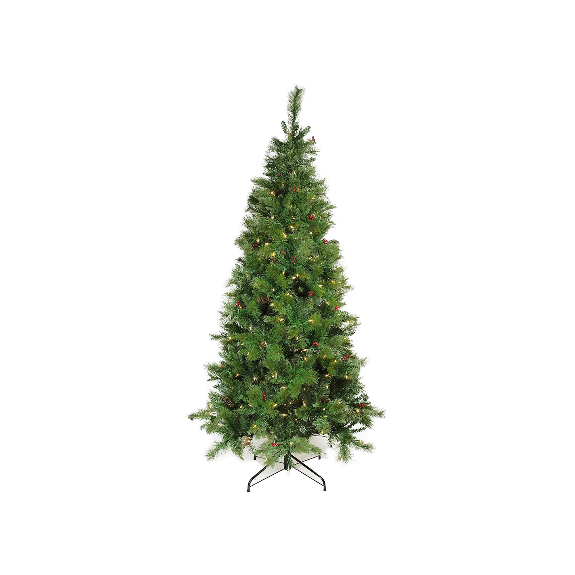 7-ft. Pre-Lit Artificial Mount Beacon Pine Slim Christmas Tree, Green